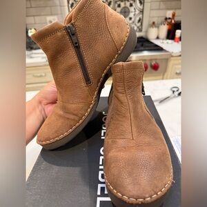 Josef Seibel Fergey 94 Castagne/Brown Leather Ankle Boots with Side Zipper Sz 38